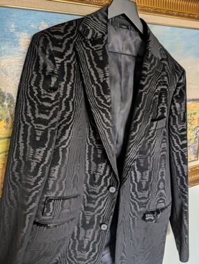 TALLIA Black Velvet Textured Pattern Sport Coat 42L